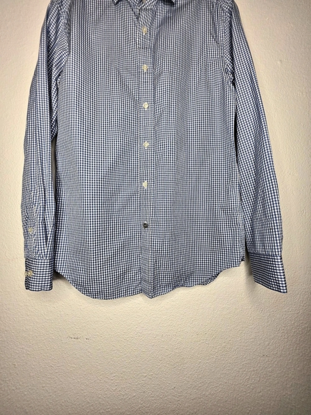 Banana Republic Leggiuno Men's Blue/White Gingham Slim Dress Shirt Size Small - Picture 11 of 14